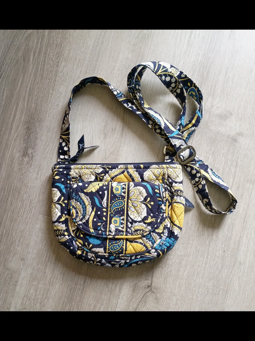 Vera Bradley Navy, Yellow & Teal Quilted Paisley Crossbody